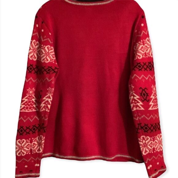 HOLIDAY Time Women’s Christmas Sparkle Sweater with Silver Trim and Sequins XL - Picture 3 of 10